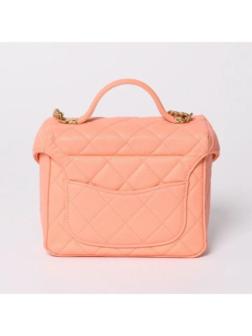 Chanel Vanity Chain Shoulder Bag 2-Way Base CC Logo Caviar Leather Pink